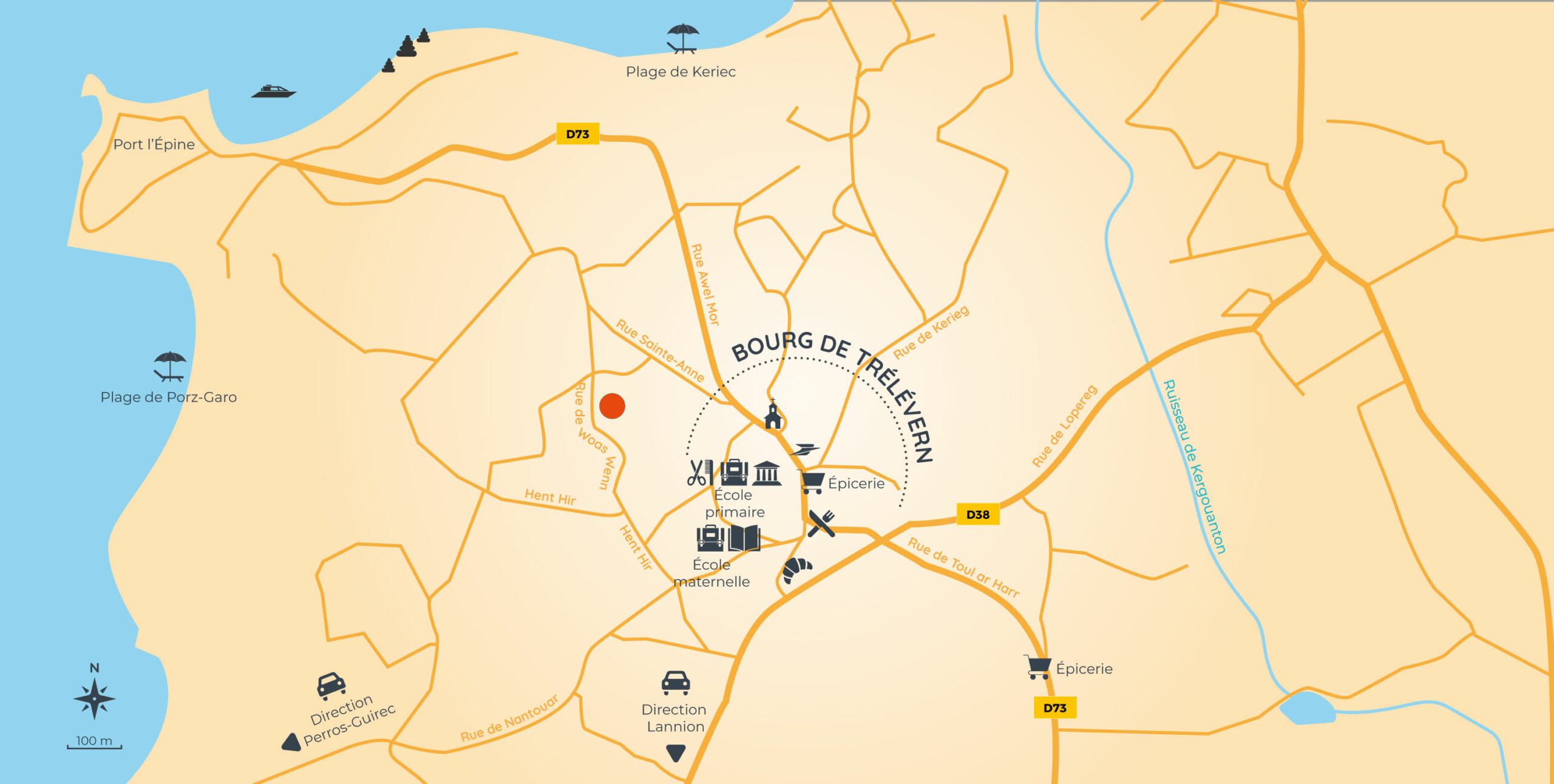 Plan de situation de terrains à bâtir Trélévern