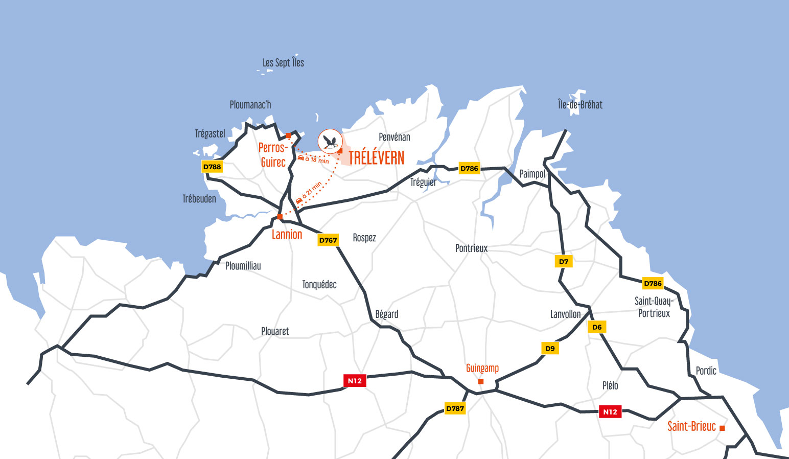 Carte de la région Trélévern terrains à bâtir